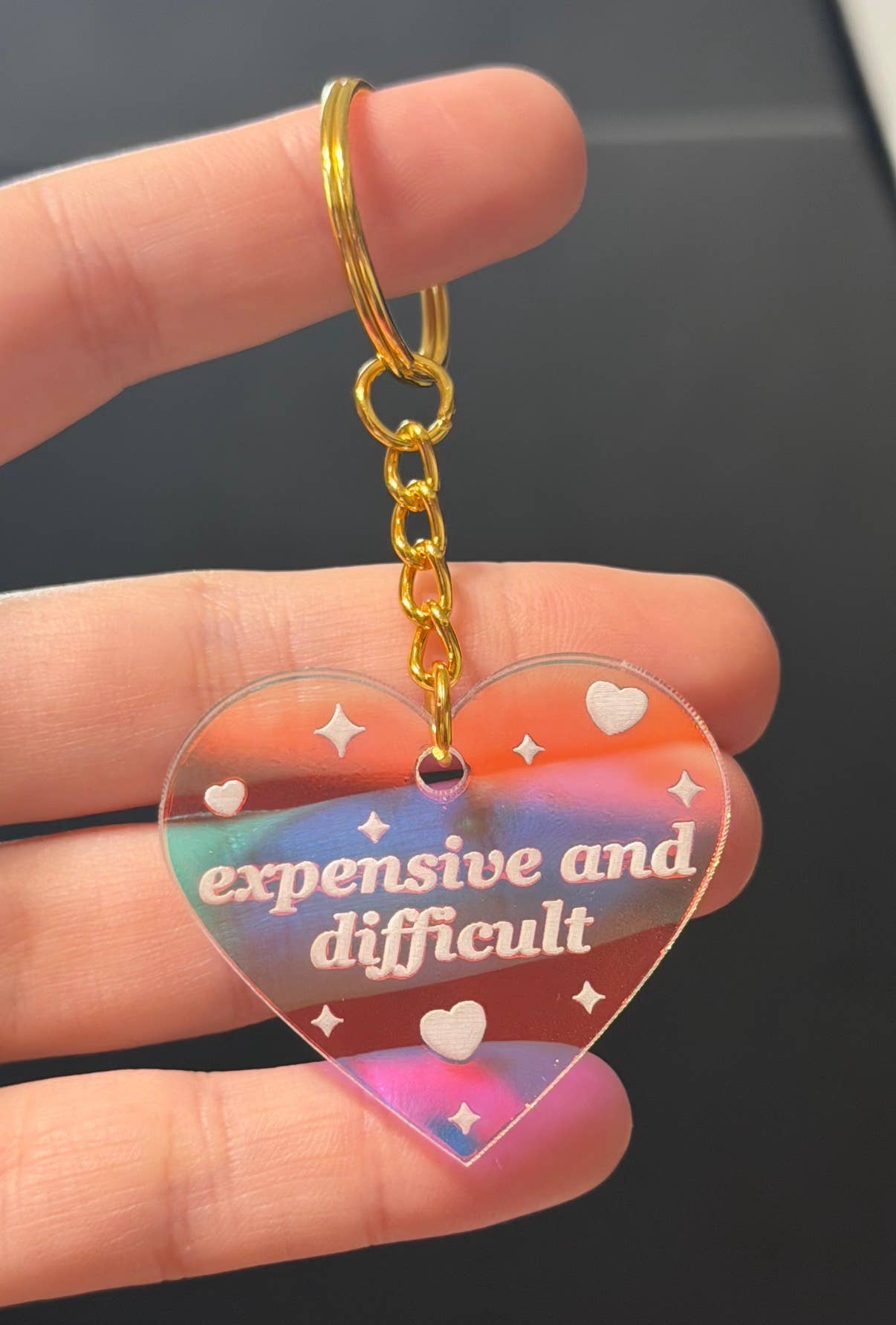Expensive And Difficult Iridescent Acrylic Keychain