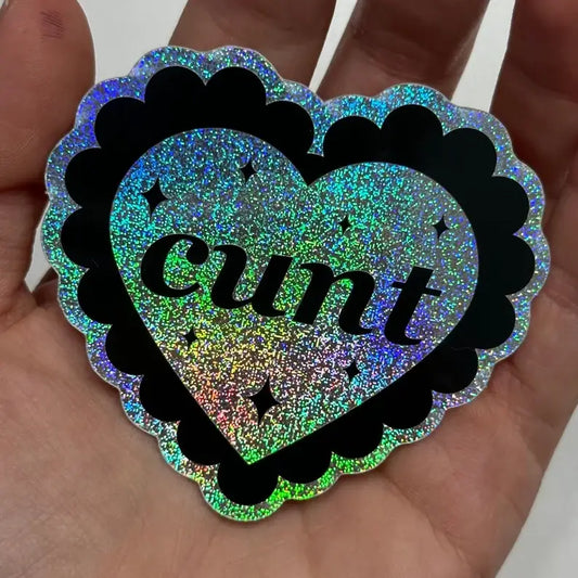 Cunt Scalloped Heart Sticker