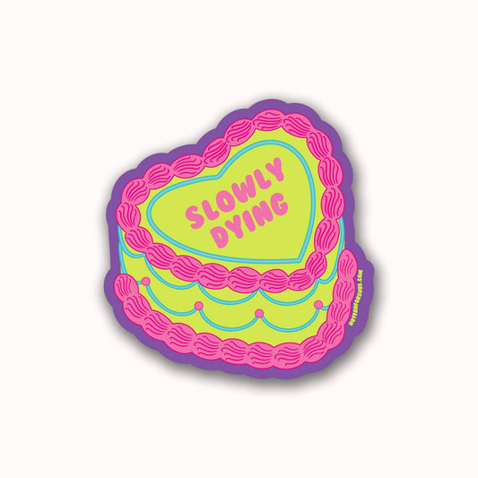 Slowly Dying Vintage Heart Cake Sticker | Funny Sticker