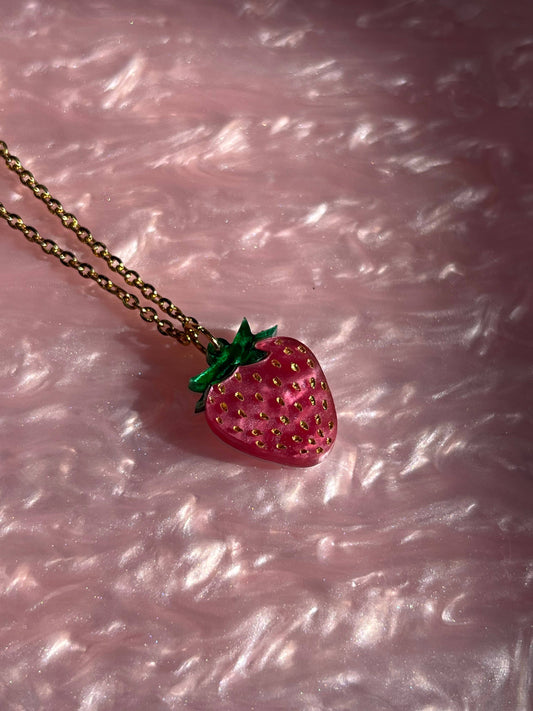 Strawberry Necklace Fruit Jewelry Necklace 