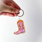 Pink Cowboy Boot Acrylic Keychain