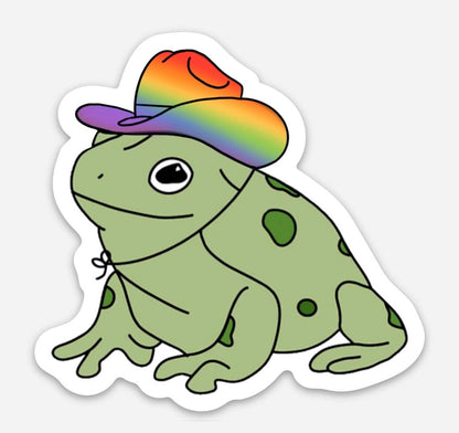 Gay frog sticker rainbow pride cowboy hat funny cute