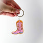 Pink Cowboy Boot Acrylic Keychain