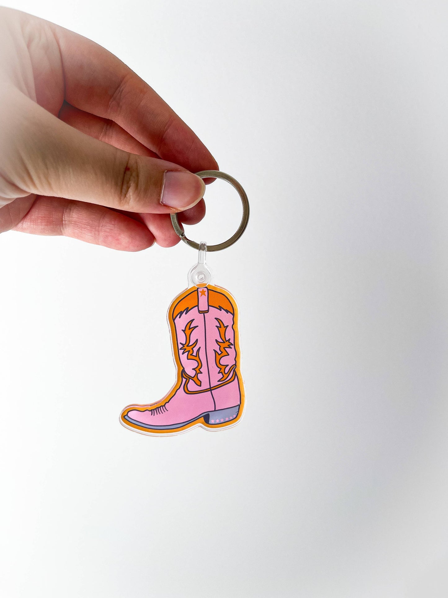 Pink Cowboy Boot Acrylic Keychain