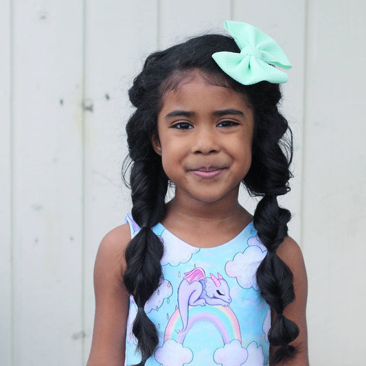 Sophia Hair Bow - Aqua Blossoms