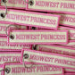 Midwest Princess Embroidered Keychain - Pink & Ivory