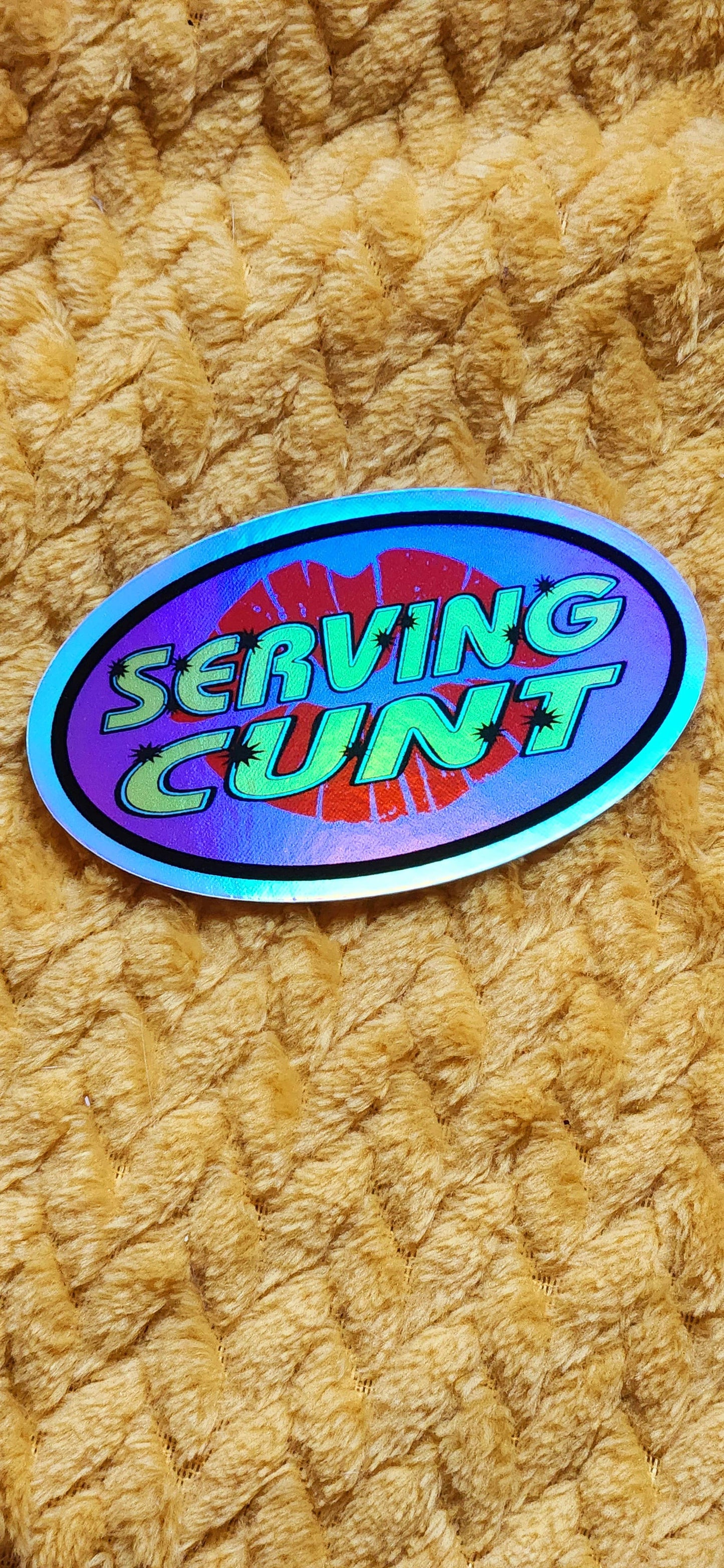 Serving cunt sticker funny gen z 90s retro waterproof