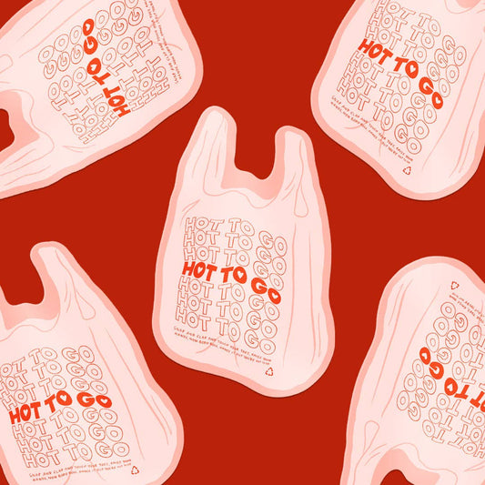 Hot To Go Takeout Bag Vinyl Sticker