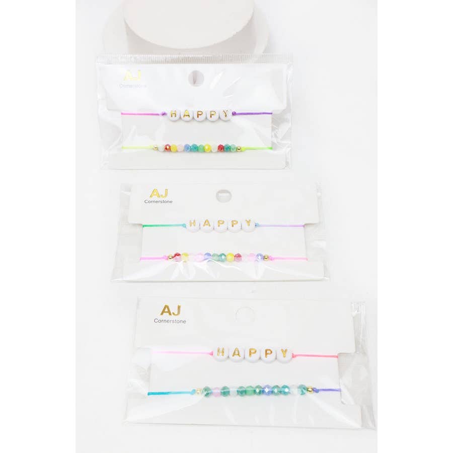 Happy Letter and Bead combination Bracelet Set