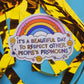 Respect pronouns sticker lgbtq hydroflask planner