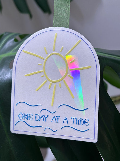 One Day at a Time Rainbow Sun Catcher Sticker