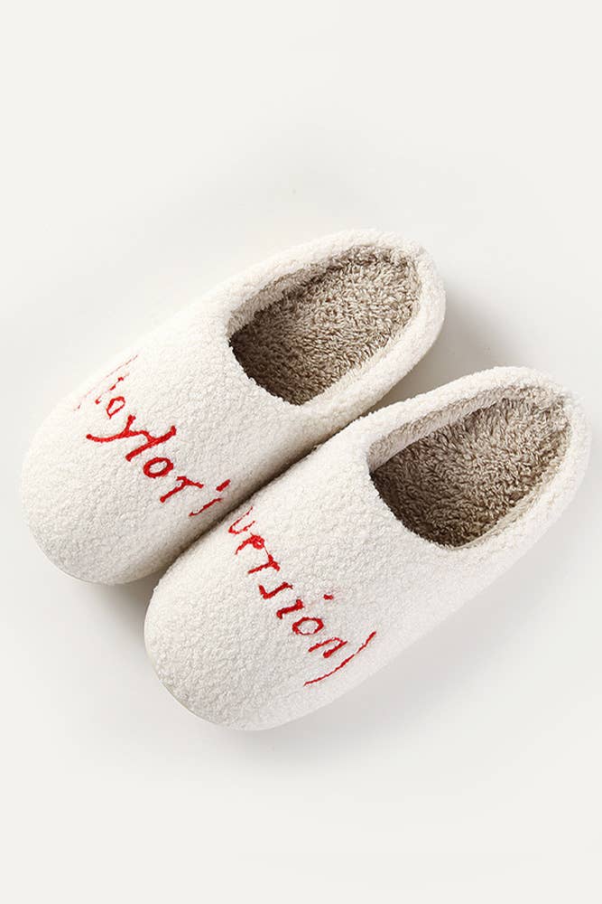 Graphic Printed Taylor's Version Knit Plush Slippers