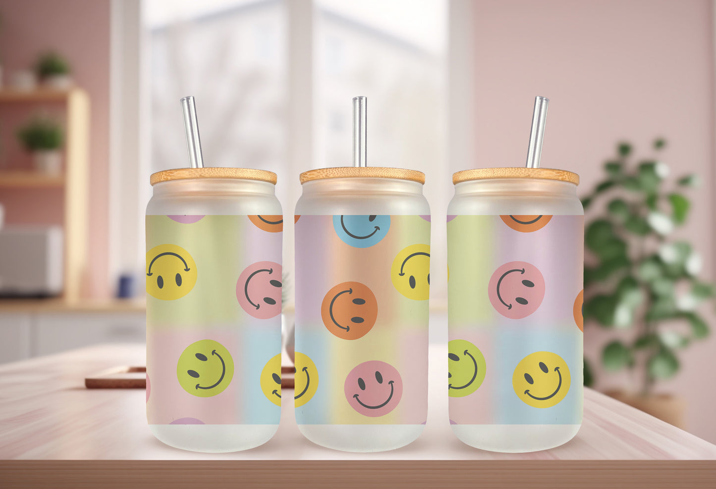 Colorful Smiles Drinking Glass - 16 oz. Glass