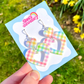 Gingham Rainbow Heart Earrings - Handmade