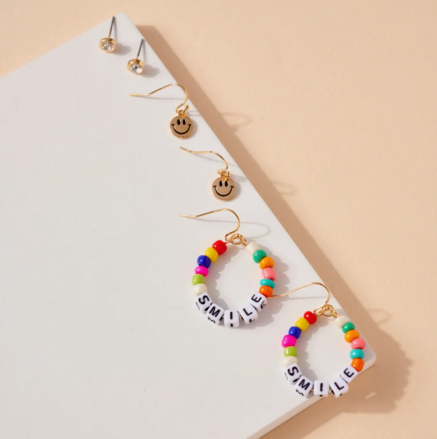 Smile Beaded Earrings Set