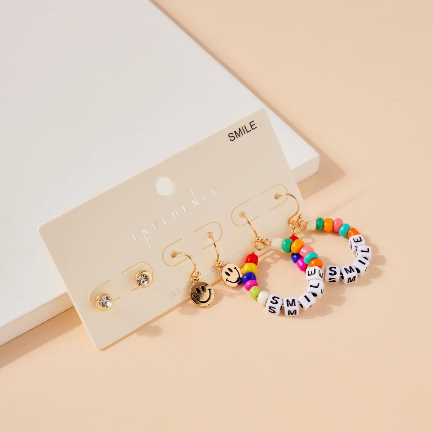 Smile Beaded Earrings Set