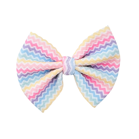Sophia Hair Bow - Pastel Chevron