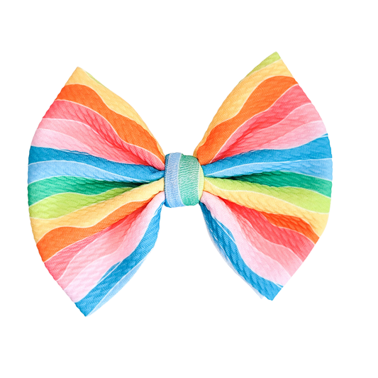Sophia Hair Bow - Rainbow Waves