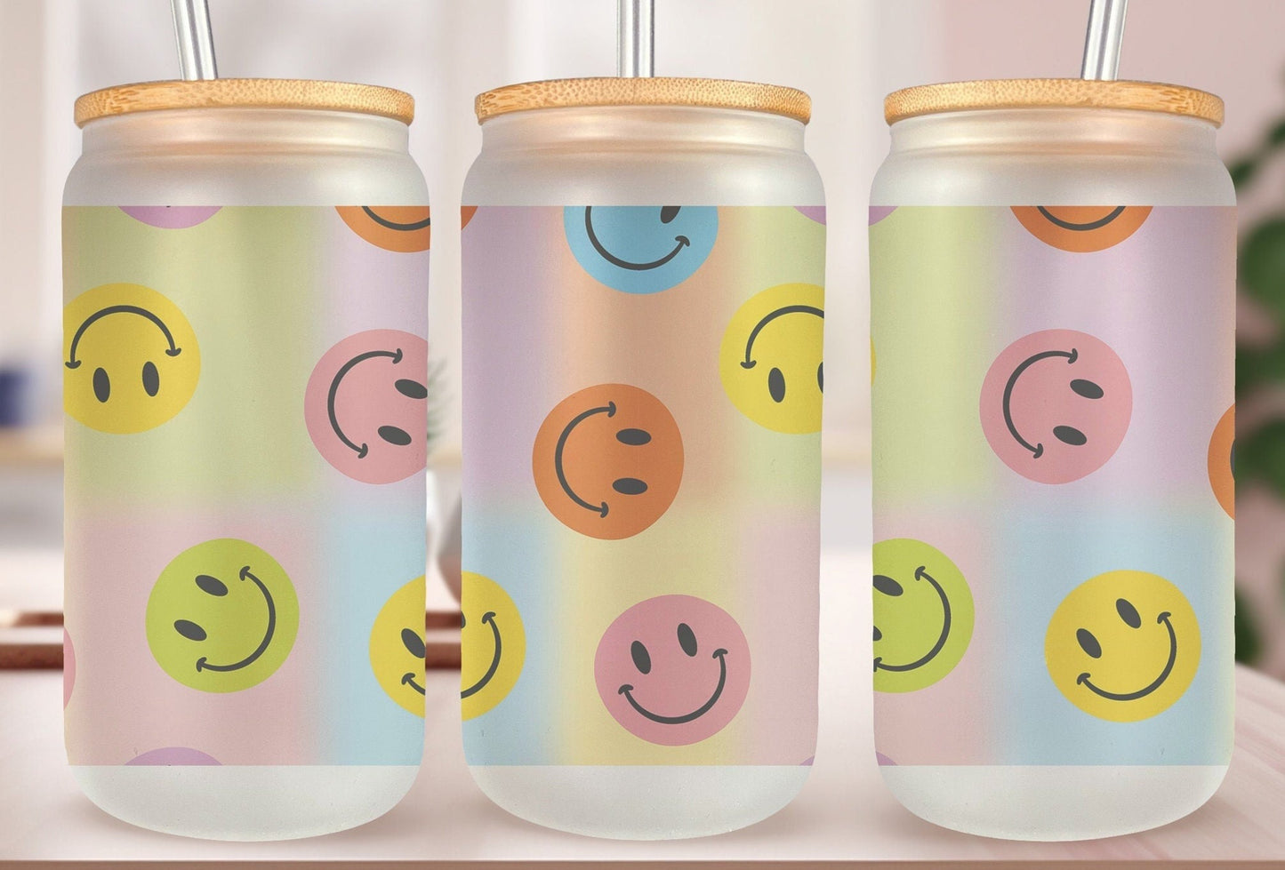 Colorful Smiles Drinking Glass - 16 oz. Glass