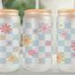 Checkered Flowers Glass - 16 oz. Glass